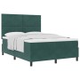 Cama Box Spring con colchón terciopelo verde oscuro 140x190 cm de , Camas y somieres - Ref: Foro24-3339899, Precio: 522,10 €,...