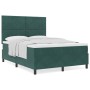 Cama Box Spring con colchón terciopelo verde oscuro 140x190 cm de , Camas y somieres - Ref: Foro24-3339899, Precio: 522,10 €,...