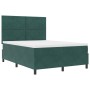 Cama Box Spring con colchón terciopelo verde oscuro 140x190 cm de , Camas y somieres - Ref: Foro24-3339899, Precio: 522,10 €,...