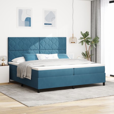 Cama Box Spring con colchón terciopelo azul oscuro 200x200 cm | Foro24.es | Tu tienda online para hogar, jardín y más Foro24.es
