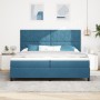 Cama Box Spring con colchón terciopelo azul oscuro 200x200 cm | Foro24.es | Tu tienda online para hogar, jardín y más Foro24.es