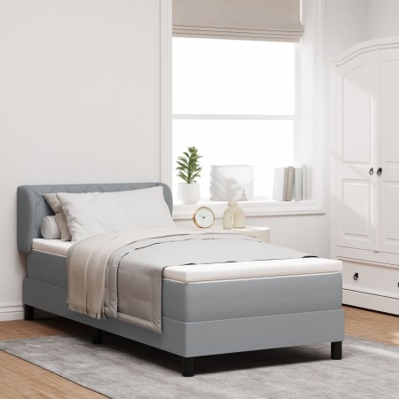 Cama Box Spring con colchón tela gris claro 90x200 cm | Foro24.es | Tu tienda online para hogar, jardín y más Foro24.es