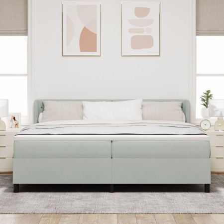 Cama Box Spring  con colchón Gris Claro 200x200 cm Aterciopelado | Foro24.es | Tu tienda online para hogar, jardín y más Foro24.es