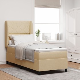 Comprar Cama Box Spring con colchón tela crema