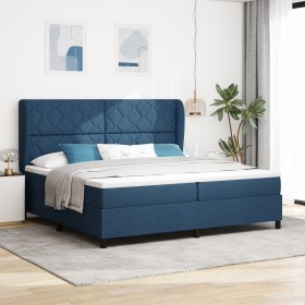 Comprar Cama Box Spring con colchón tela azul
