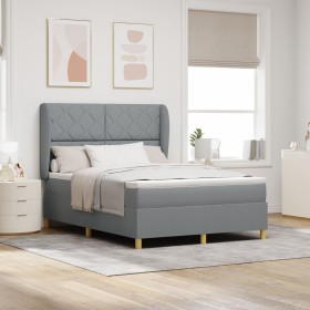 Comprar Cama Box Spring con colchón tela gris