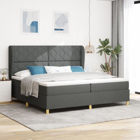 Cama Box Spring con colchón tela gris oscuro 200x200 cm | Foro24.es | Tu tienda online para hogar, jardín y más Foro24.es