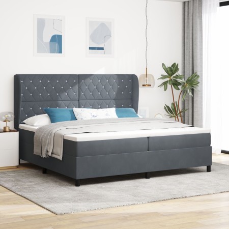 Cama Box Spring con colchón terciopelo gris oscuro 200x200 cm | Foro24.es | Tu tienda online para hogar, jardín y más Foro24.es