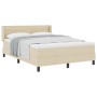 Cama con somier VidaXL y colchón crema 140x190 cm tela, Diseño de cabecero líneas VidaXL crema 140 cm tela | Foro24.es | Tu tienda online para hogar, jardín y más Foro24.es