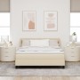 Cama con somier VidaXL y colchón crema 140x190 cm tela, Diseño de cabecero líneas VidaXL crema 140 cm tela | Foro24.es | Tu tienda online para hogar, jardín y más Foro24.es