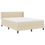 Cama con somier VidaXL y colchón crema 140x190 cm tela, Diseño de cabecero líneas VidaXL crema 140 cm tela | Foro24.es | Tu tienda online para hogar, jardín y más Foro24.es