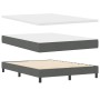 Cama con box spring y colchón gris oscuro 140x200 cm de tela, Diseño de cabecero de líneas gris oscuro 140 cm de tela de , Ca...