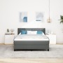Cama con box spring y colchón gris oscuro 140x200 cm de tela, Diseño de cabecero de líneas gris oscuro 140 cm de tela de , Ca...