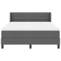 Cama con box spring y colchón gris oscuro 140x200 cm de tela, Diseño de cabecero de líneas gris oscuro 140 cm de tela de , Ca...