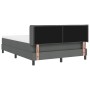 Cama con box spring y colchón gris oscuro 140x200 cm de tela, Diseño de cabecero de líneas gris oscuro 140 cm de tela de , Ca...