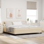 Cama Box Spring  con Colchón Crema 200x200 cm Tela, Cabecero Diseño Líneas  Crema 200 cm Tela | Foro24.es | Tu tienda online para hogar, jardín y más Foro24.es