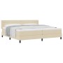 Cama Box Spring  con Colchón Crema 200x200 cm Tela, Cabecero Diseño Líneas  Crema 200 cm Tela | Foro24.es | Tu tienda online para hogar, jardín y más Foro24.es