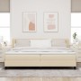 Cama Box Spring  con Colchón Crema 200x200 cm Tela, Cabecero Diseño Líneas  Crema 200 cm Tela | Foro24.es | Tu tienda online para hogar, jardín y más Foro24.es