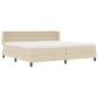 Cama Box Spring  con Colchón Crema 200x200 cm Tela, Cabecero Diseño Líneas  Crema 200 cm Tela | Foro24.es | Tu tienda online para hogar, jardín y más Foro24.es