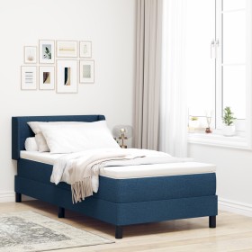 Cama Box Spring con Colchón Azul 90x190 cm, Cabecero Tapizado con Botones Azul 90 cm de , Camas y somieres - Ref: Foro24-3341...