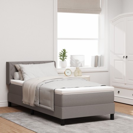 Cama con muelles  con colchón Taupe 90x200 cm de tela, Cabecero  diseño de bloques de diamante Taupe 90 cm de tela | Foro24.es | Tu tienda online para hogar, jardín y más Foro24.es
