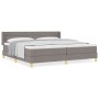 Cama con Somier y Colchón Taupe 200x200 cm Tela, Cabecera Diseño de Líneas Taupe 200 cm Tela de , Camas y somieres - Ref: For...