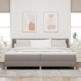 Cama con Somier y Colchón Taupe 200x200 cm Tela, Cabecera Diseño de Líneas Taupe 200 cm Tela de , Camas y somieres - Ref: For...