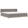 Cama con Somier y Colchón Taupe 200x200 cm Tela, Cabecera Diseño de Líneas Taupe 200 cm Tela de , Camas y somieres - Ref: For...