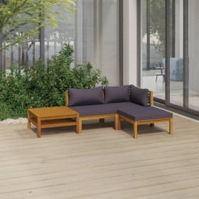 Muebles de jardín 4 pzas cojines madera maciza de acacia de vidaXL, Conjuntos de jardín - Ref: Foro24-3086893, Precio: 399,55...