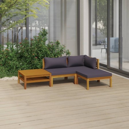 Muebles de jardín 4 pzas cojines madera maciza de acacia de vidaXL, Conjuntos de jardín - Ref: Foro24-3086893, Precio: 399,55...
