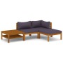 Muebles de jardín 4 pzas cojines madera maciza de acacia de vidaXL, Conjuntos de jardín - Ref: Foro24-3086893, Precio: 399,55...
