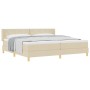 Cama Box Spring  con colchón crema 200x200 cm tela, Cabecero  diseño de bloques diamante crema 200 cm tela | Foro24.es | Tu tienda online para hogar, jardín y más Foro24.es