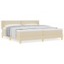 Cama Box Spring  con colchón crema 200x200 cm tela, Cabecero  diseño de bloques diamante crema 200 cm tela | Foro24.es | Tu tienda online para hogar, jardín y más Foro24.es