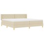 Cama Box Spring  con colchón crema 200x200 cm tela, Cabecero  diseño de bloques diamante crema 200 cm tela | Foro24.es | Tu tienda online para hogar, jardín y más Foro24.es