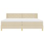Cama Box Spring  con colchón crema 200x200 cm tela, Cabecero  diseño de bloques diamante crema 200 cm tela | Foro24.es | Tu tienda online para hogar, jardín y más Foro24.es
