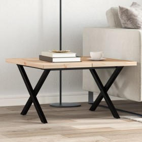 Mesa de centro marco X madera maciza pino y acero 60x60x40,5 cm en Mesas de comedor | Comprar online en Foru.es