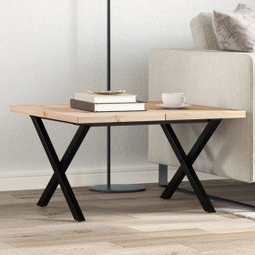 Mesa de centro marco X madera maciza pino y acero 60x60x40,5 cm en Mesas de comedor | Comprar online en Foru.es