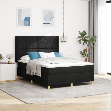 Cama Box Spring  con colchón Negro 140x200 cm Tela | Foro24.es | Tu tienda online para hogar, jardín y más Foro24.es