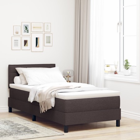 Cama con Base de Resortes con Colchón & LED Marrón Oscuro 80x200 cm Tela | Foro24.es | Tu tienda online para hogar, jardín y más Foro24.es