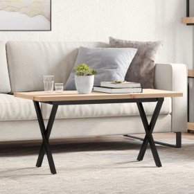 Mesa de centro marco X madera maciza pino y acero 90x40x45,5 cm en Mesas de comedor | Comprar online en Foru.es