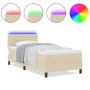 Cama con Base de Resortes con Colchón & Luz LED Crema 90x190 cm Tela | Foro24.es | Tu tienda online para hogar, jardín y más Foro24.es