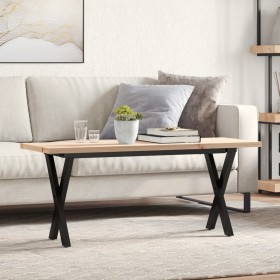 Mesa de centro marco X madera maciza pino y acero 110x40x45,5cm en Mesas de comedor | Comprar online en Foru.es