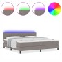 Cama Box Spring con Colchón y Luz LED Taupe 200x200 cm Tela | Foro24.es | Tu tienda online para hogar, jardín y más Foro24.es