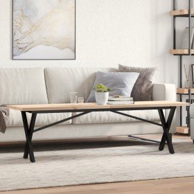 Mesa de centro marco X madera maciza pino y acero 160x40x45,5cm en Mesas de comedor | Comprar online en Foru.es
