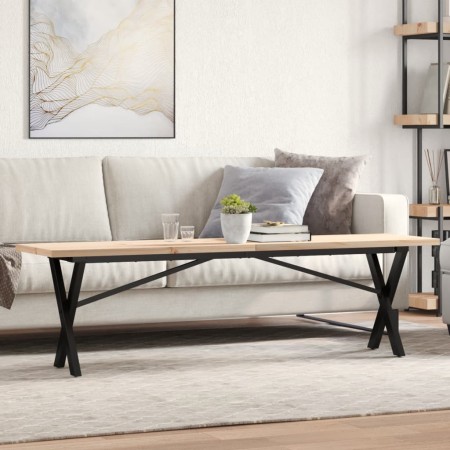 Mesa de centro marco X madera maciza pino y acero 160x40x45,5cm en Mesas de comedor | Comprar online en Foru.es