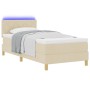 Cama con somier con colchón y LED crema 90x200 cm tela | Foro24.es | Tu tienda online para hogar, jardín y más Foro24.es