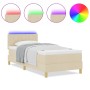 Cama con somier con colchón y LED crema 90x200 cm tela | Foro24.es | Tu tienda online para hogar, jardín y más Foro24.es