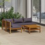 Muebles de jardín 5 pzas cojines madera maciza de acacia de vidaXL, Conjuntos de jardín - Ref: Foro24-3086919, Precio: 553,90...