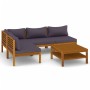 Muebles de jardín 5 pzas cojines madera maciza de acacia de vidaXL, Conjuntos de jardín - Ref: Foro24-3086919, Precio: 553,90...