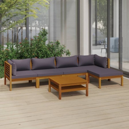 Muebles de jardín 6 pzas cojines madera maciza de acacia de vidaXL, Conjuntos de jardín - Ref: Foro24-3086897, Precio: 697,35...